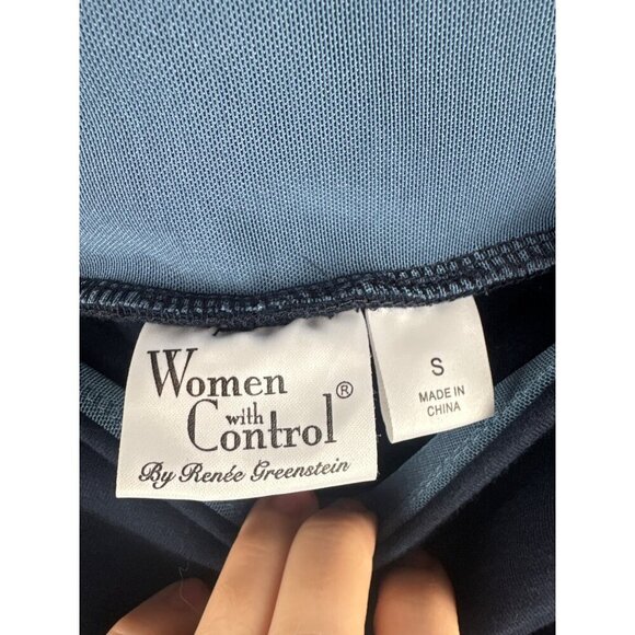 Women With Control By Renée Greenstein Womens A-Line Skirt S Navy Cotton Blend - Picture 2 of 4